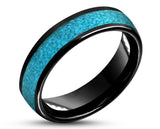 Black Tungsten Ring With Turquoise - Curved Gloss Finish | 6mm