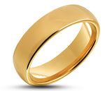 Gold Titanium Ring With Gold Inlay - Curved With Gloss Finish | 6mm