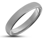 Silver Tungsten Ring With Silver Inlay - Curved With Gloss Finish | 2mm