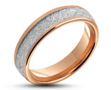 Rose Gold Tungsten Ring With Meteorite Stripe - Polished Finish | 6mm