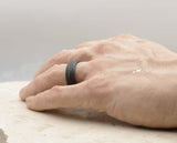 Black Tungsten Ring With Black Inlay - Sand Blasted Finish | 8mm