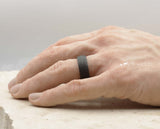Black Tungsten Ring With Black Inlay - Sand Blasted Finish | 8mm