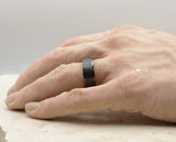 Black Tungsten Ring With Red Inlay - Bevelled Gloss Edges | 8mm