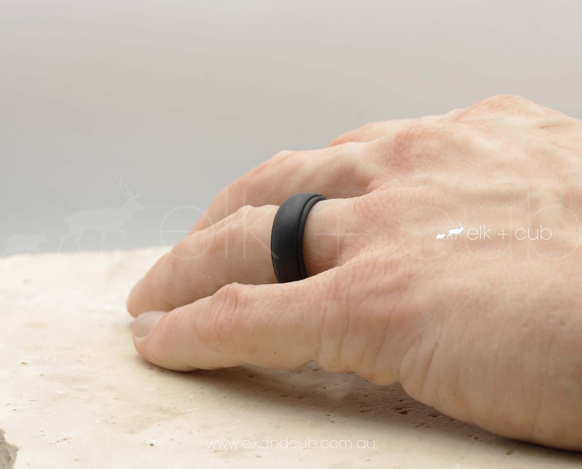 Men's Silicone Wedding Ring ROQ Silicone Wedding Rings For Men - Breathable Step Edge Design, Grey Black Colors, Size 12, Medical Grade Hypoallergenic Alternative Band