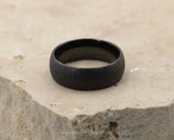 Black Tungsten Ring With Black Inlay - Sand Blasted Finish | 8mm