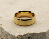 Gold Titanium Ring With Gold Inlay - Bevelled Edges | 8mm