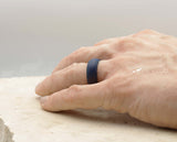 Blue Silicone Ring With Stepped Edges - Matte Finish | 8mm