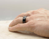 Black Titanium Ring With Black Inlay - With Middle Groove | 8mm
