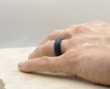 Blue Silicone Ring With Meander Pattern - Matte Finish | 8mm