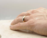 Silver And Gold Titanium Ring - Brushed And Gloss Finish | 6mm