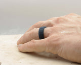 Blue Silicone Ring With Square Pattern - Matte Finish | 8mm