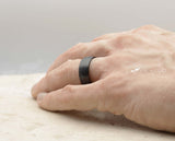Black Tungsten Ring With Black Inlay - Curved Brushed Finish | 8mm