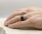 Black Tungsten Ring With Black Inlay - Curved Brushed Finish | 8mm