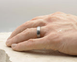 Silver Tungsten Ring With Rose Gold Inlay - Curved Brushed Finish | 6mm