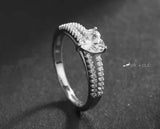 925 Sterling Silver Ring With Love Heart Shaped Cubic Zirconia Stone | 2mm