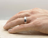 Silver Swirl Titanium Ring With Silver Inlay - Brushed and Gloss Finish | 6mm