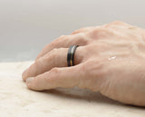 Black Tungsten Ring With Gold Inlay - Brushed With Gold Stripe | 6mm