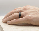 Black Tungsten Ring With Rose Gold Inlay - With Rose Gold Stripe | 6mm