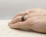 Black Tungsten Ring With Rose Gold Inlay - With Rose Gold Stripe | 6mm