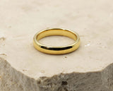 Gold Tungsten Ring With Gold Inlay - Curved With Gloss Finish | 4mm