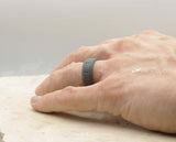 Dark Grey Silicone Ring With Square Pattern - Matte Finish | 8mm