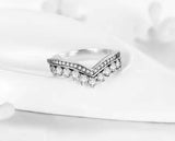 925 Sterling Silver Ring With Cubic Zirconia Encrusted Crown | 2mm