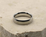 Silver Brushed Titanium Ring With Small Gloss Silver Stripe | 6mm