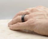 Black Tungsten Ring With Black Inlay - Brushed With Square Edge | 6mm