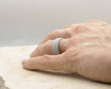 Silver Silicone Ring With Bevelled Edges - Matte Finish | 8mm