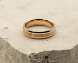 Rose Gold Tungsten Ring With Rose Gold Inlay - Bevelled Edges | 6mm