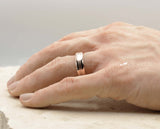 Rose Gold Tungsten Ring With Rose Gold Inlay - Bevelled Edges | 6mm