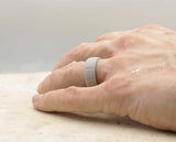 Light Grey Silicone Ring With Square Pattern - Matte Finish | 8mm
