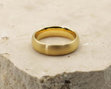 Gold Tungsten Ring With Gold Inlay - Curved Brushed Finish | 6mm