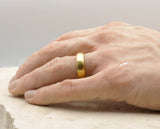 Gold Tungsten Ring With Gold Inlay - Curved Brushed Finish | 6mm