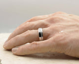 Silver Titanium Ring With Polished Finish - Cubic Zirconia Swirl | 6mm