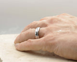 Silver Titanium Ring With Polished Finish - Cubic Zirconia Swirl | 6mm