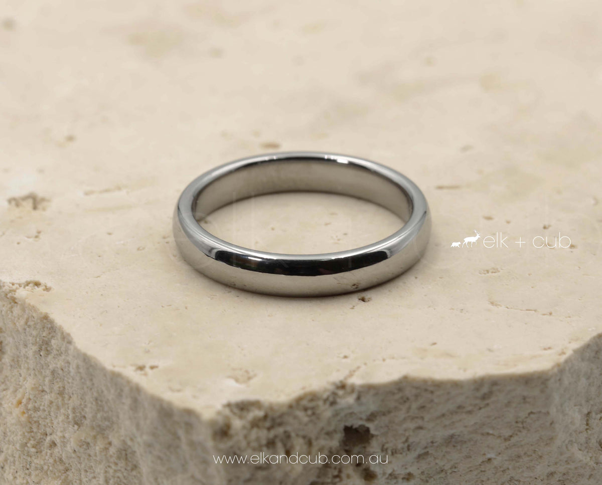 Silver Tungsten Ring - Gloss Silver Ring | Wedding Band | 4mm
