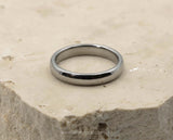 Silver Tungsten Ring With Silver Inlay - Curved With Gloss Finish | 4mm