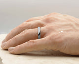 Silver Tungsten Ring With Silver Inlay - Curved With Gloss Finish | 4mm