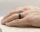 Black Tungsten Ring With Black Inlay - Hammered Finish | 6mm