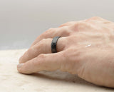 Black Tungsten Ring With Black Inlay - Hammered Finish | 6mm