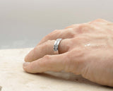 Silver Titanium Ring With Square Edge - With Cubic Zirconias | 6mm