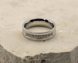 Silver Titanium Ring With Square Edge - With Cubic Zirconias | 6mm