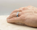 Silver Tungsten Ring With Silver Inlay - Curved With Gloss Finish | 6mm