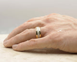 Gold Tungsten Ring With Meteorite Stripe - Curved With Gloss Finish | 8mm