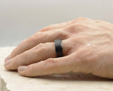 Black Tungsten Ring With Koa Wood Inlay - Brushed Finish | 8mm