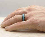 Black Tungsten Ring With Turquoise - Curved Gloss Finish | 6mm