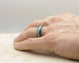 Black Tungsten Ring With Turquoise - Curved Gloss Finish | 6mm