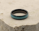 Black Tungsten Ring With Turquoise - Curved Gloss Finish | 6mm
