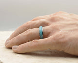 Silver Tungsten Ring With Turquoise - Curved Gloss Finish | 6mm
